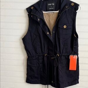 Women's navy blue Sleeveless Jacket